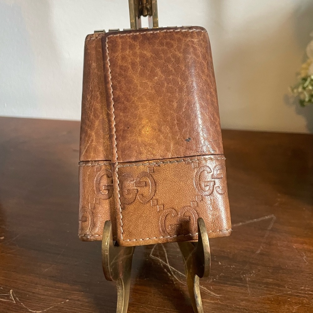 Auth Vintage Gucci Guccissima Brown 6 Key Holder Leather Case Unisex